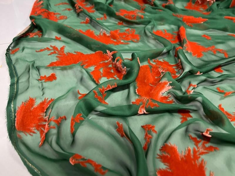 GAOMIL - Semi-sheer with a Draping Effect Sheer Burnout Silk Velvet Satin Fabric - 140cm wide by the Yard