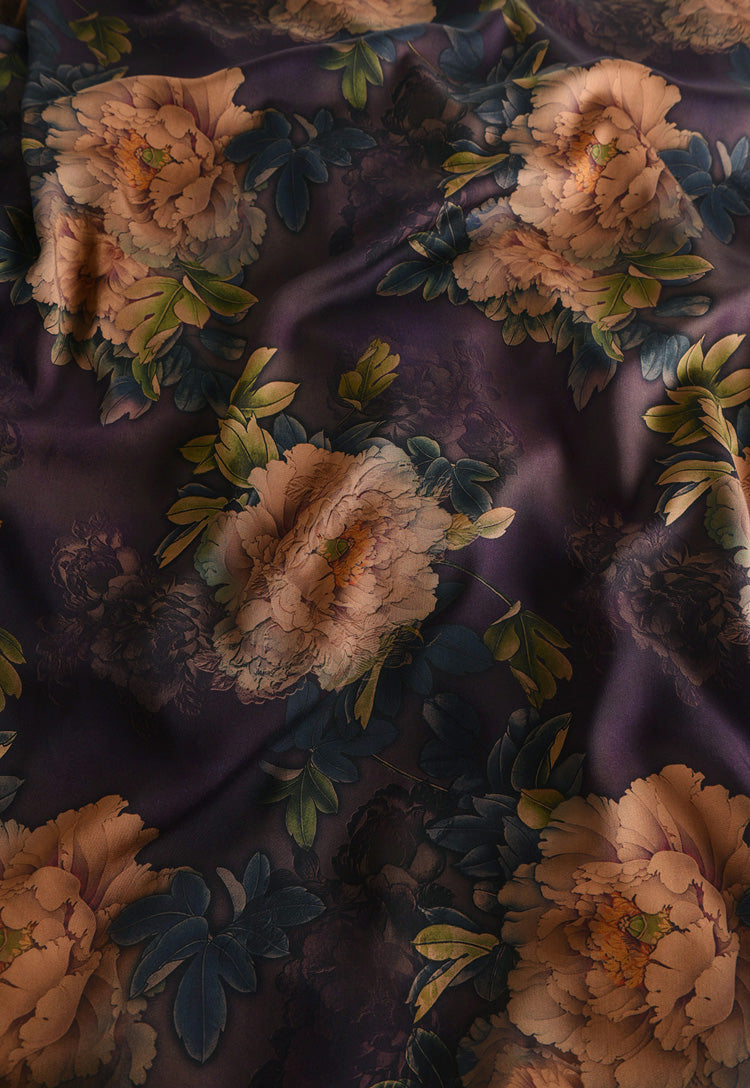 RYXIYANG- Hight 60 Count Rayon Satin Faux Silk Chinese Style Floral Cheongsam Dress Fabric - 145cm wide by the Yard