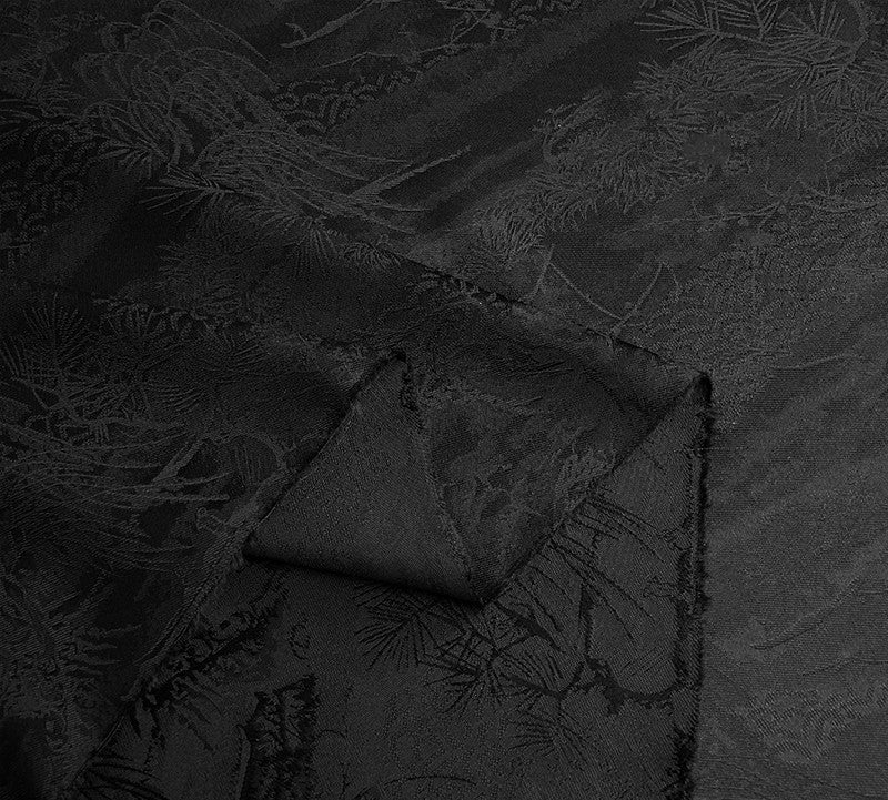 BUSSANS - Three Colours and Small Tree Jacquard Satin Polyester Fabric - 152cm by the yard