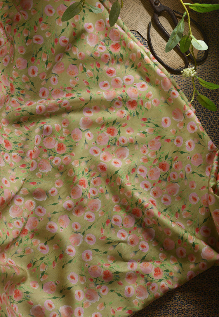 RYXIAFEI - Hight 60 Count Rayon Satin Faux Silk Chinese Style Floral Cheongsam Dress Fabric - 145cm wide by the Yard