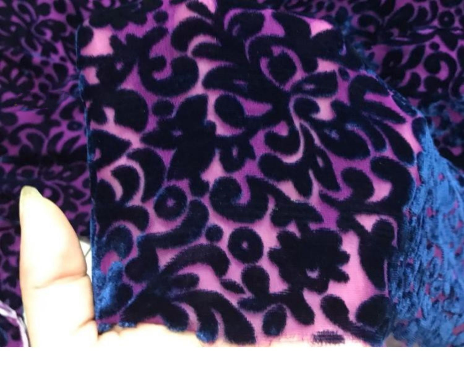 SISELO - Semi-sheer with a Draping Effect Burnout Silk Velvet Satin Fabric - 114cm wide by the Yard