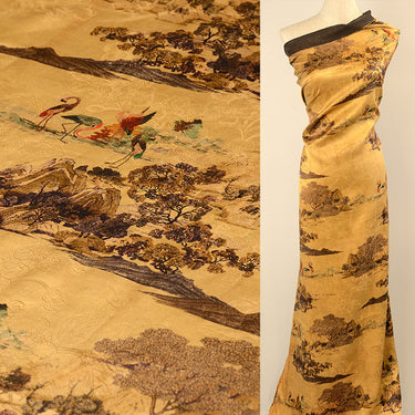 YPHHSS - Handmade 40 Momme HUALUO Jacquard Mud Silk Fabric (Openwork texture) - 110cm by the Yard