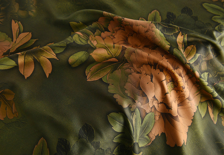 RYXIYANG- Hight 60 Count Rayon Satin Faux Silk Chinese Style Floral Cheongsam Dress Fabric - 145cm wide by the Yard