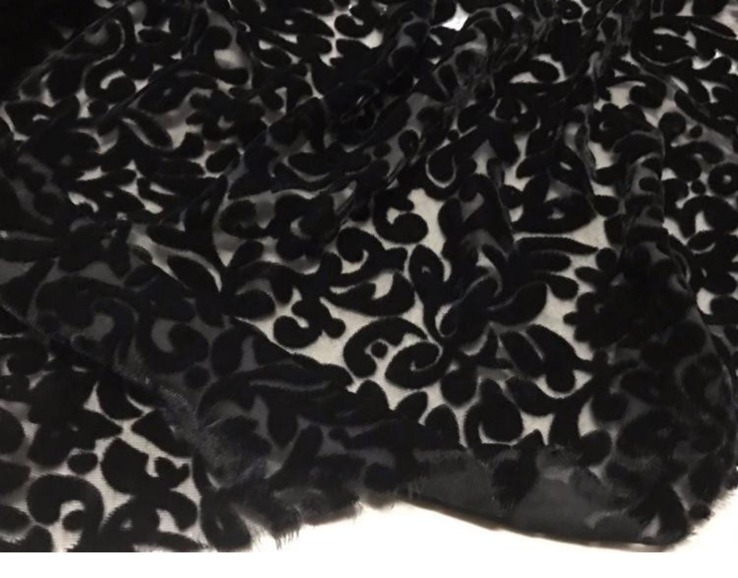 SISELO - Semi-sheer with a Draping Effect Burnout Silk Velvet Satin Fabric - 114cm wide by the Yard