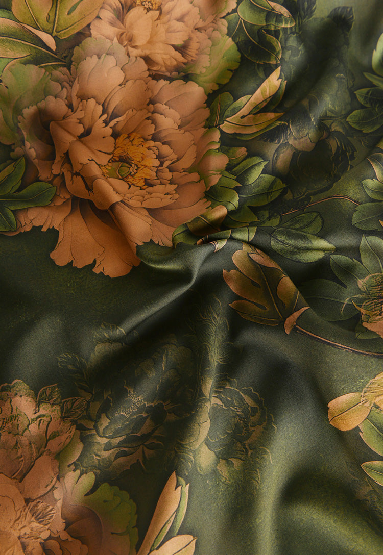 RYXIYANG- Hight 60 Count Rayon Satin Faux Silk Chinese Style Floral Cheongsam Dress Fabric - 145cm wide by the Yard