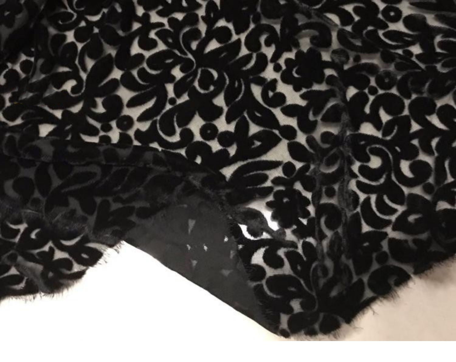 SISELO - Semi-sheer with a Draping Effect Burnout Silk Velvet Satin Fabric - 114cm wide by the Yard