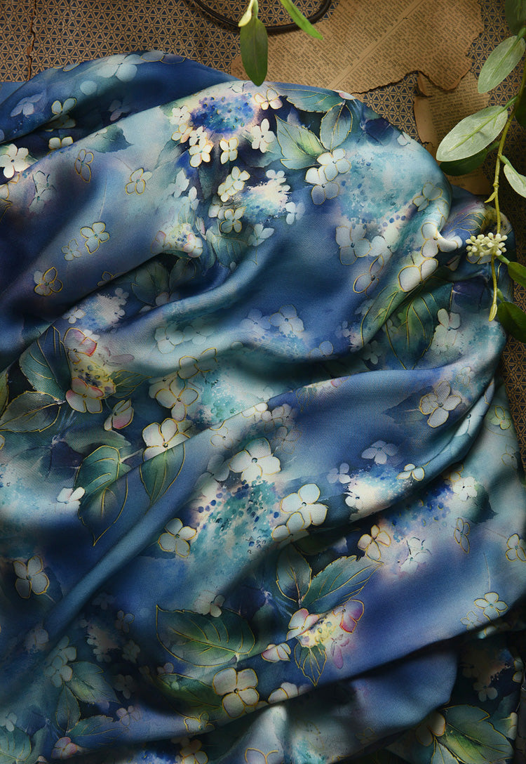 RYHUASEN- Hight 60 Count Rayon Satin Faux Silk Chinese Style Floral Cheongsam Dress Fabric - 145cm wide by the Yard