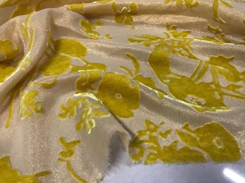 ZJINLY - New Soft and Comfortable Opaque Jacquard Burnout Silk Velvet Fabric - 135cm wide by the Yard