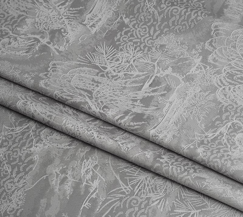 BUSSANS - Three Colours and Small Tree Jacquard Satin Polyester Fabric - 152cm by the yard