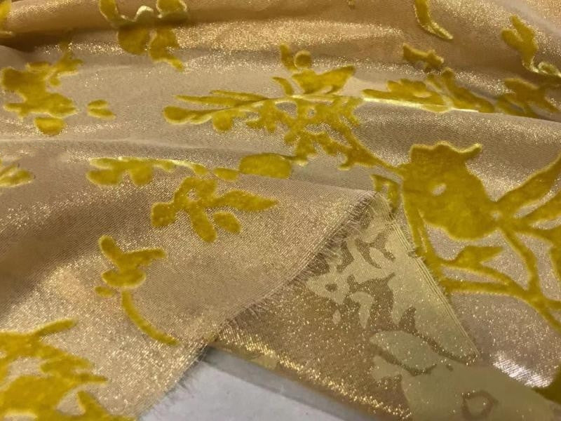ZJINLY - New Soft and Comfortable Opaque Jacquard Burnout Silk Velvet Fabric - 135cm wide by the Yard