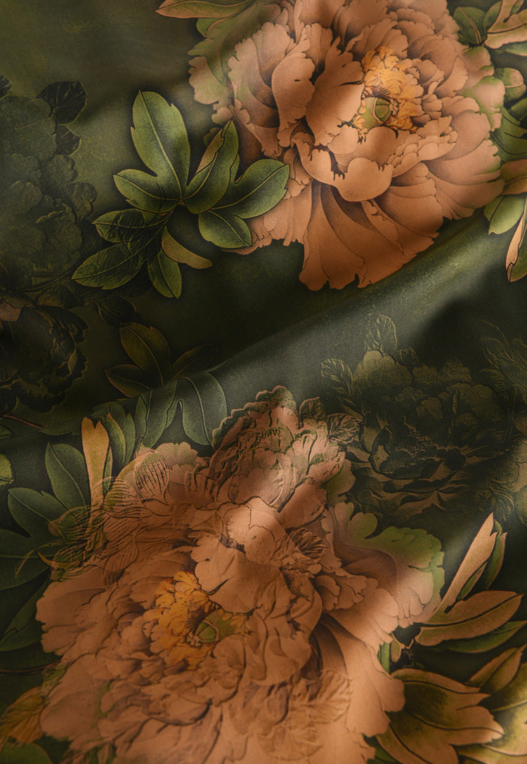 RYXIYANG- Hight 60 Count Rayon Satin Faux Silk Chinese Style Floral Cheongsam Dress Fabric - 145cm wide by the Yard