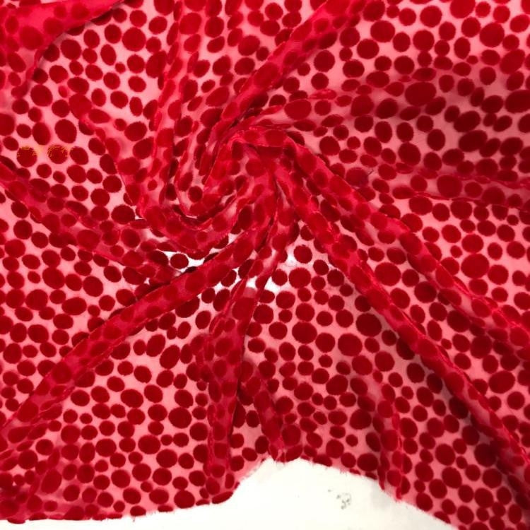 HEBBOD - Hepburn-style Polka Dot Pattern Semi-sheer with a Draping Effect Burnout Silk Velvet Satin Fabric - 114cm wide by the Yard