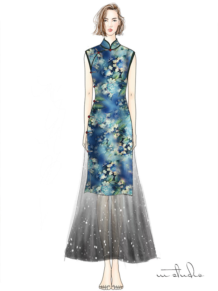 RYHUASEN- Hight 60 Count Rayon Satin Faux Silk Chinese Style Floral Cheongsam Dress Fabric - 145cm wide by the Yard