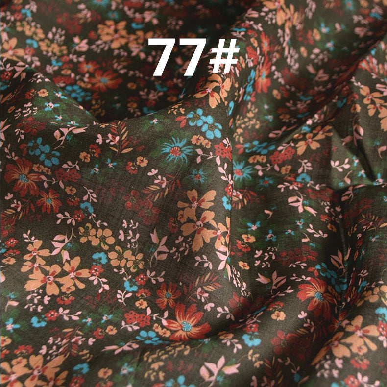 LRLHEXL - Pastoral Style Floral Printed 42 Thread Count Ramie Fabric - 140cm wide by the Yard