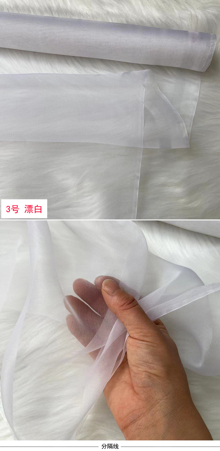 CUNSOG - 6 momme White Series Solid-colored Stiff Tulle Silk Organza Fabric - 135cm wide by the Yard