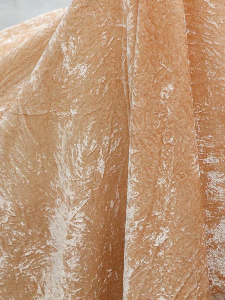 JANSA - Handmade Plant-dyed Almond Niche Silk Velvet Fabric - 125cm wide by the Yard