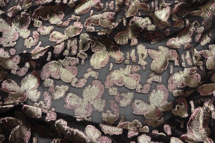 JFHHDH - 15 Momme Golden Thread Weave Silk Georgette Fabric - 140cm wide by the Yard