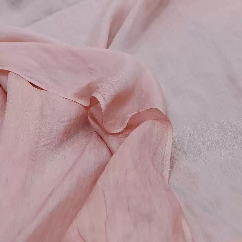 LZZRFE - 12 Momme Vintage Style Dirty Dyed Tussah Silk Sheer Fabric is Designed for High-end Spring/Summer Apparel - 130cm wide by the Yard
