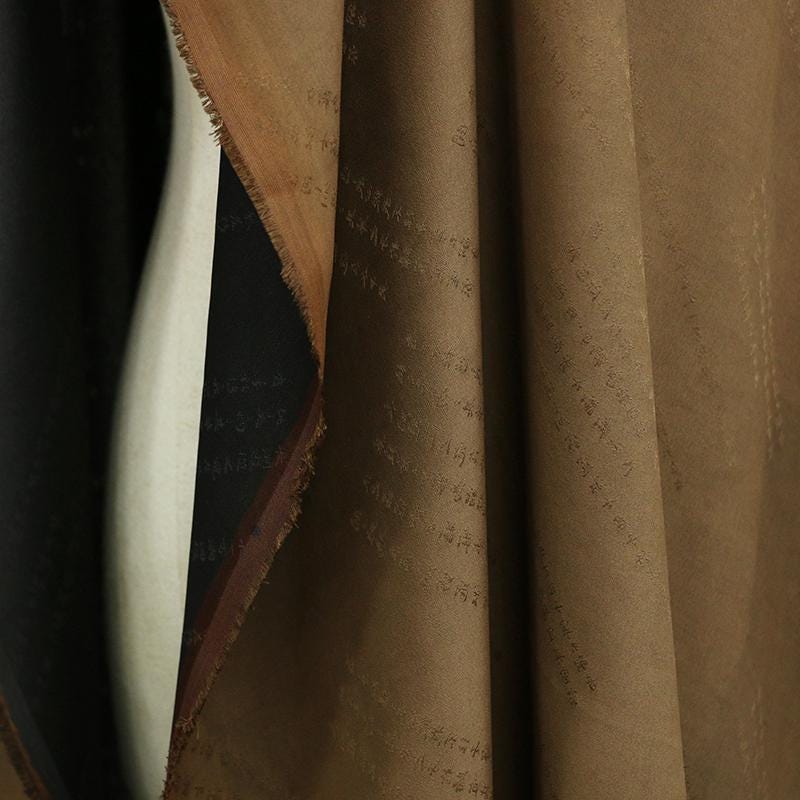 SIJING - 22 Momme Handmade Black Brown Sangbo Satin Gambiered Ganton Silk Fabric - 110cm by the Yard