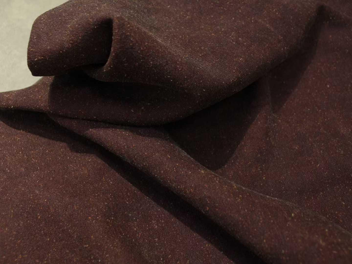 OSHYSZSX - Hong Yunsha tussah silk fabric, nature plant dyed 70 momme slubby twill, red brown 95cm wide by the yard