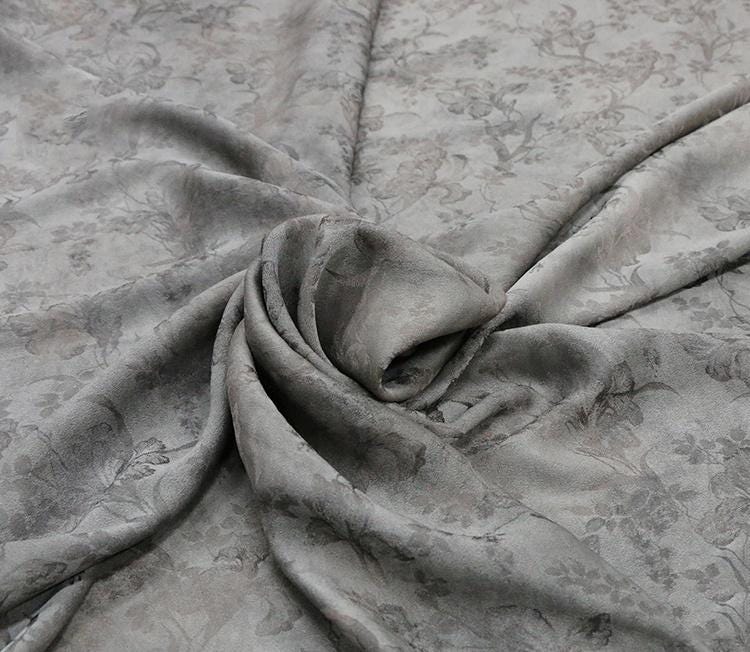 LXZOU - 19 Momme Eco Friendly Plant Dye Jacquard Nostalgic Color Silk Crepe Silk Blend Rayon Fabric - 133cm wide by the Yard