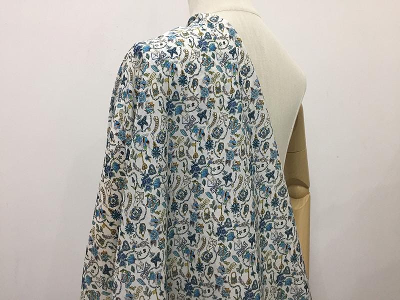 HFLASH - 12 Momme Silk Cotton Blended Print Fashion Fabric - 140cm wide by the Yard