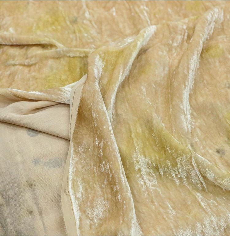 MENFAN -Handmade Ancient Plant-dyed Dreamy Light Luxury High-end Designer Silk Velvet Fabric - 125cm wide by the Yard