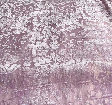 BVTFENZSE - Pinkpurple Floral Semi-Sheer Metallic Gold Burnout Silk Velvet Fabric - 140cm wide by the Yard
