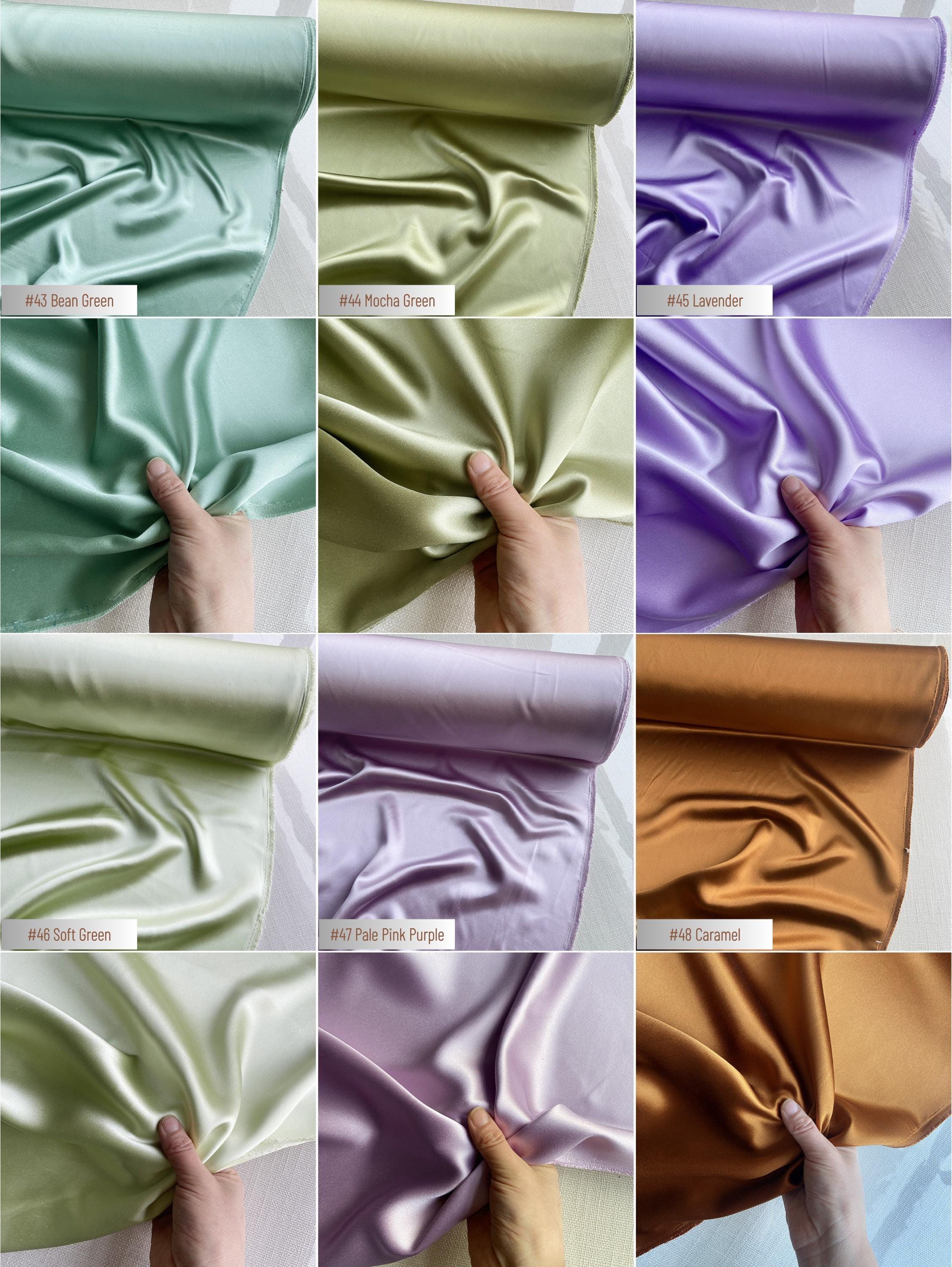 40 Momme Silk Satin Fabric by the Yard, 100% 6A Mulberry Silk, 114cm Wide, 50 Solid Colors, Heavy Luxury Silk Charmeuse