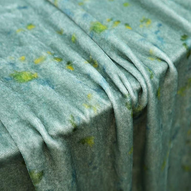 ZSRHGX - 55 Momme Lake Blue Background with Small Floral Pattern Printed Mulberry Silk Velvet Fabric - 140cm wide by the Yard