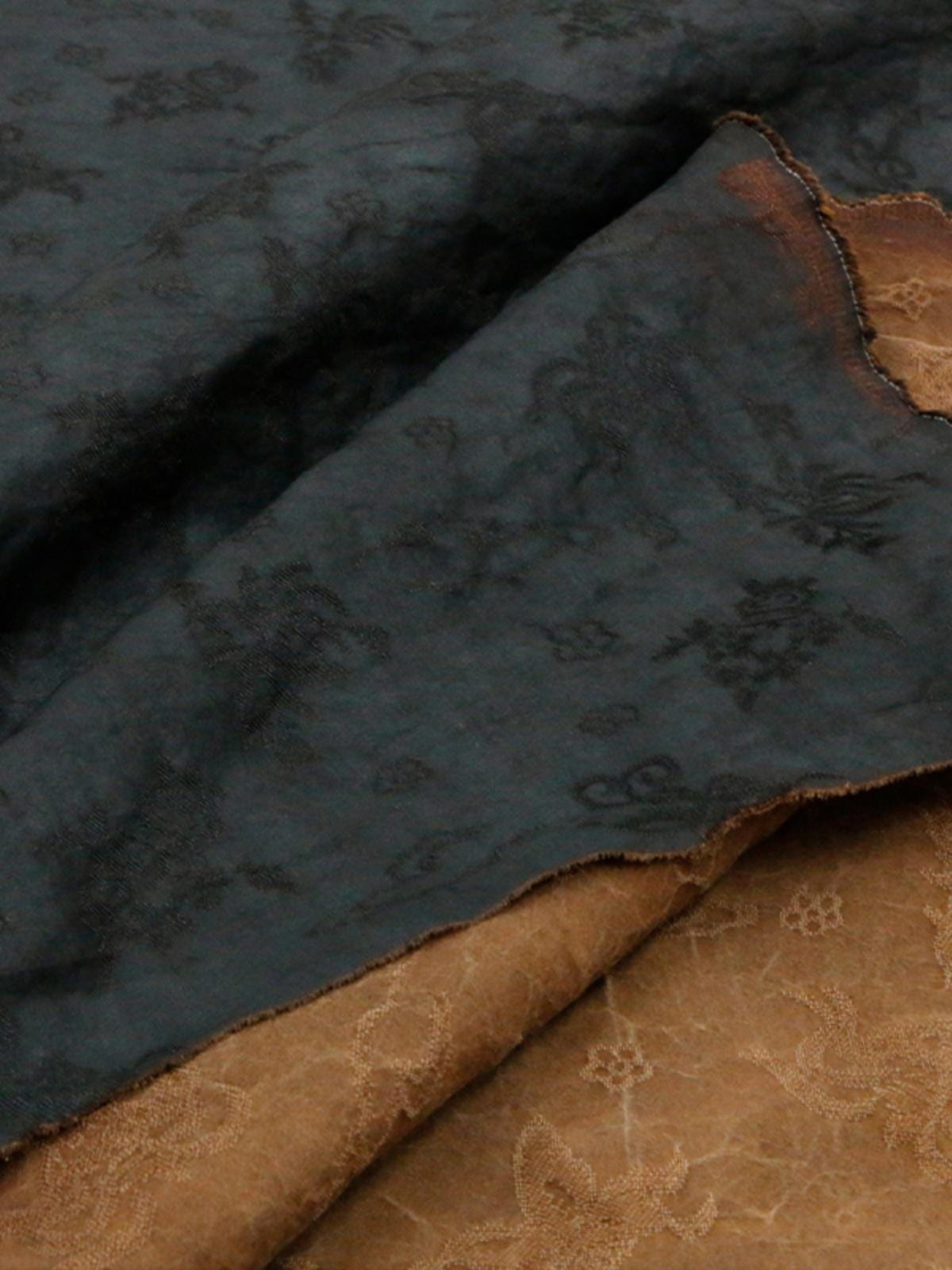 OSEGUW- 15 Momme Handmade Primary Color Cracks Jacquard Plant Dye Mud Silk Fabric, 114cm by the Yard