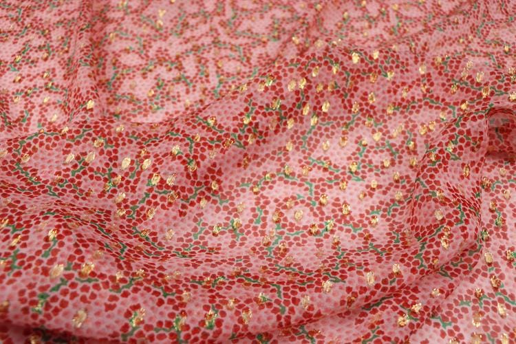 JFHHSQ - 10 Momme Golden Thread Weave Silk Georgette Fabric - 140cm wide by the Yard