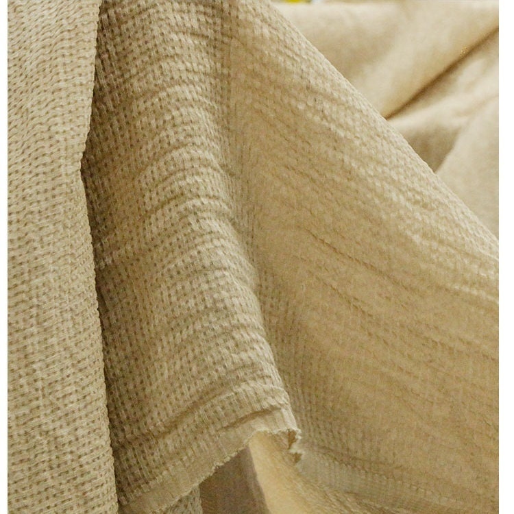 SOFABU - 17 Momme Vintage Style Dirty Dyed Pure Pigmented Jacquard Silk And Linen-Blend Coarse Fabric - 137cm wide by the Yard