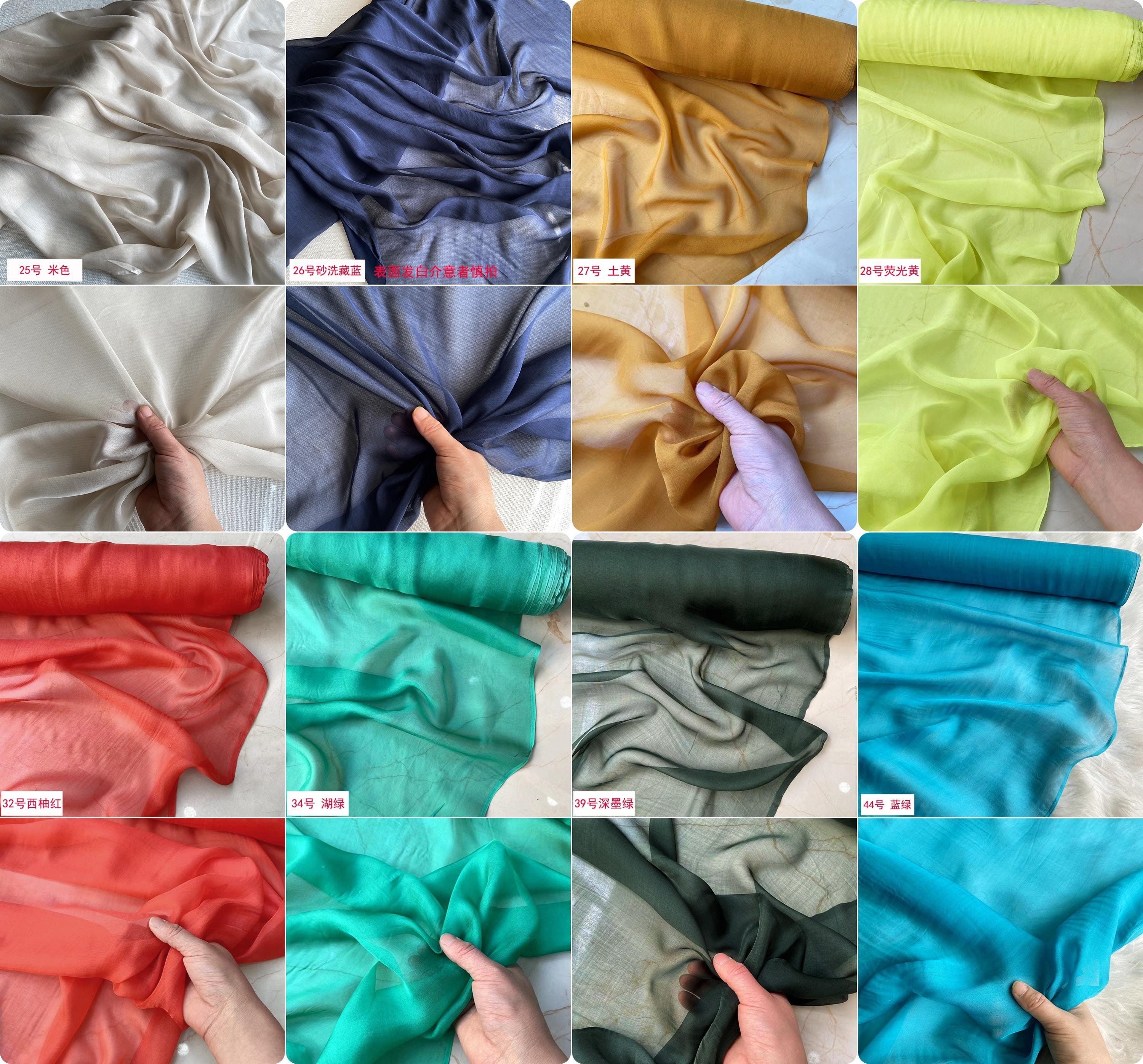 50 Solid Color - 6 momme Mulberry Silk Chiffon Fabric - 138cm wide by the Yard