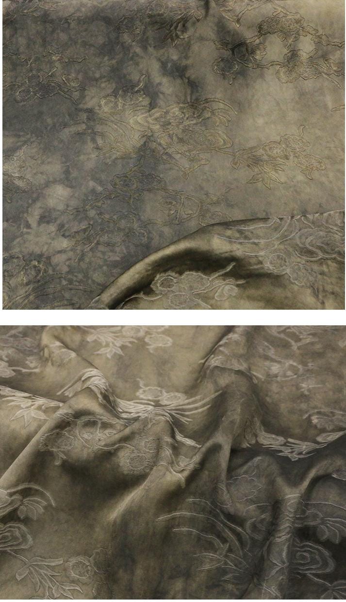 NIRYUS - 25 Momme Eco Friendly Plant Dye Jacquard Silk Blend Rayon Fabric - 138cm wide by the Yard