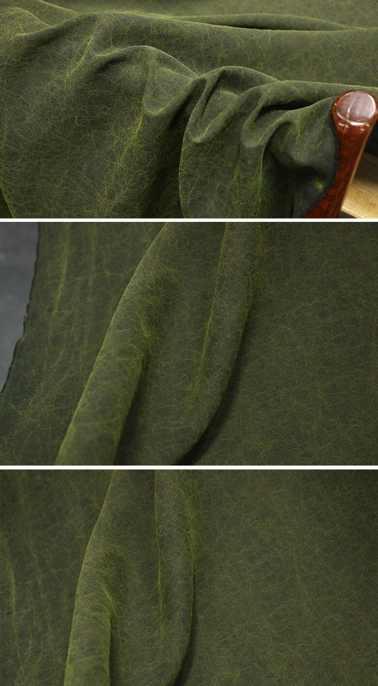 LVGUIW - Green Grass Cracks 25 Momme Handmade Plant Dye Mud Silk Fabric, 110cm by the Yard