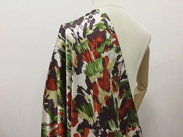 SZDCHX- 16 Momme Watercolor Abstract Print Stretch Charmeuse Silk Satin Fabric - 112cm wide by the Yard