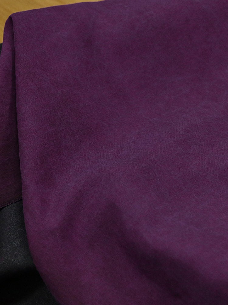 SMOSGUI - Eggplant Purple and Black 22 Momme Handmade Plant Dye Mud Silk Fabric, 130cm by the Yard