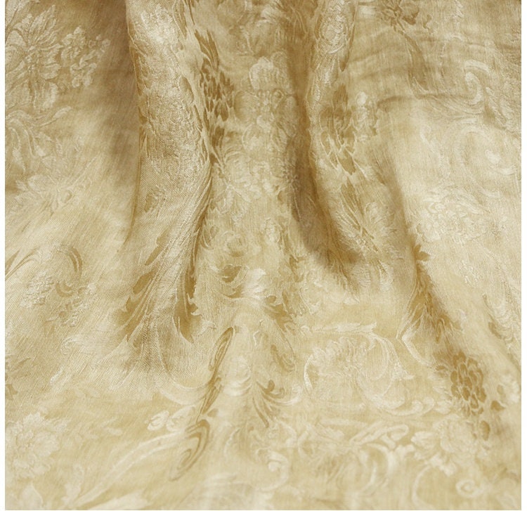MOSALE - Handmade Silk and Linen for Designers Classical Jacquard Satin Mulberry Silk Fabric - 148cm wide by the Yard