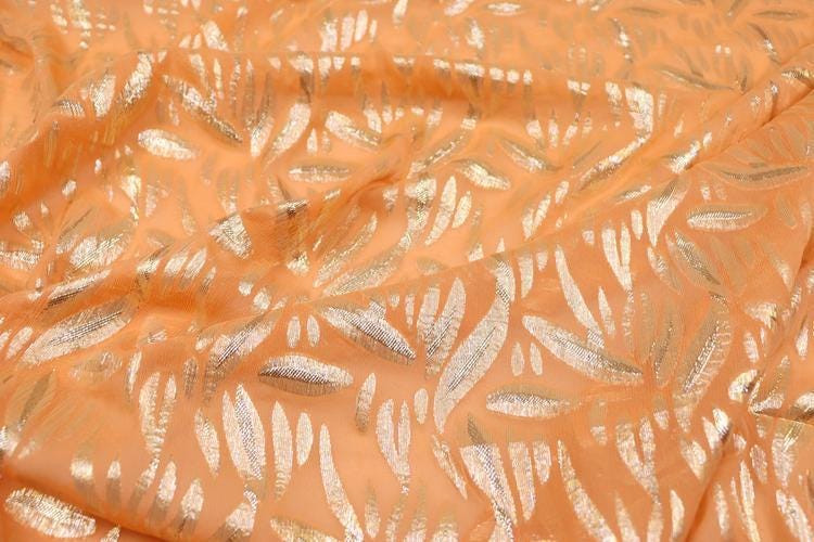 JFHCSD - 12 Momme Golden Thread Weave Silk Georgette Fabric - 135cm wide by the Yard