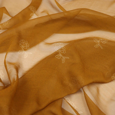 JFHXHH - 8 Momme Yellow Floral Print Silk Georgette Fabric - 140cm wide by the Yard