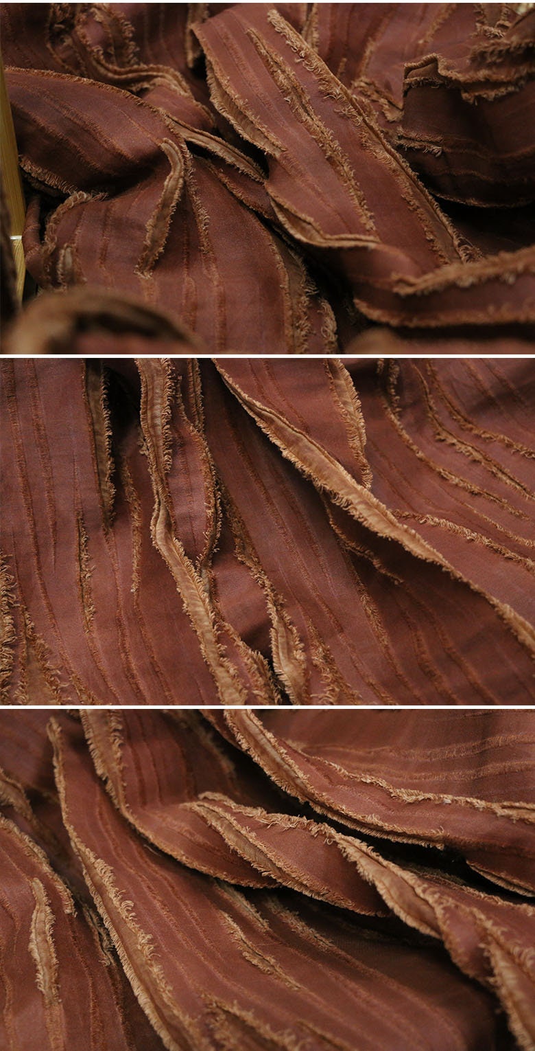 HONGLIANG - Handmade Plant Dye HongYunSha Special Cut Flower Silk Linen Fabric - By the Yard