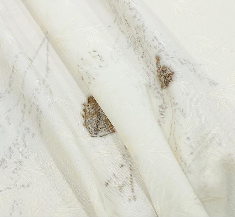 TURXCU - 19 Momme Handmade Jacquard Plant Dye Branch Pattern Jacquard Perforated Silk Fabric Silk Rayon Blend - 128cm wide by the Yard