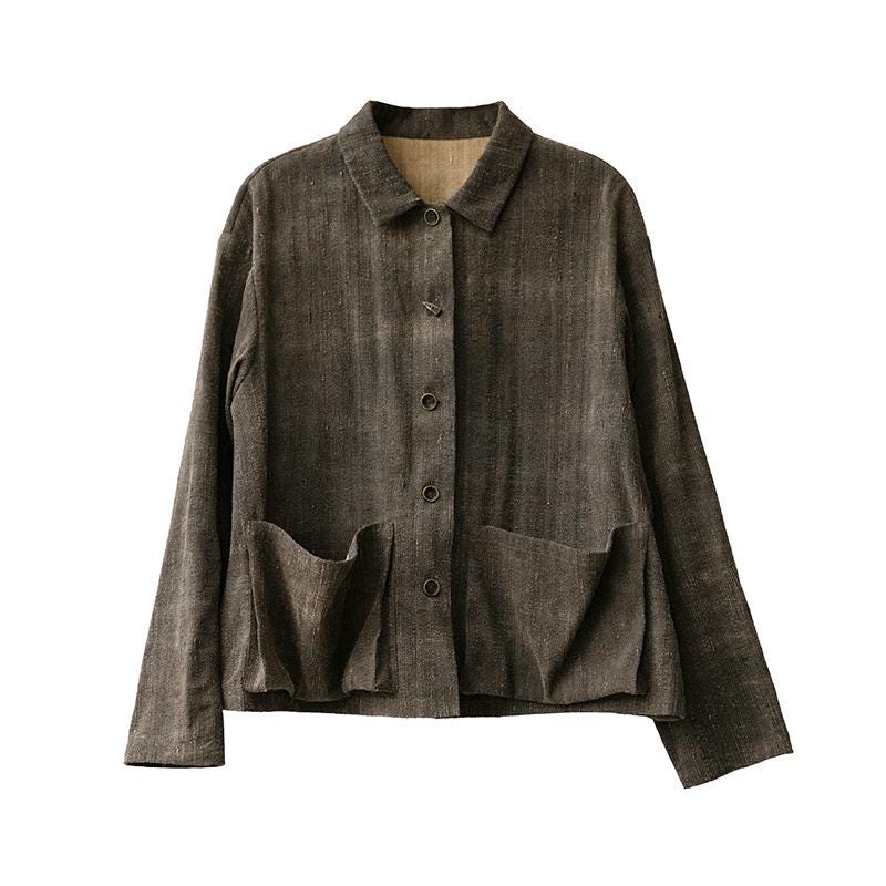 YEZUOSI - 50 Momme 100% Tussah Slub Mud Silk Fabric, Black and Brown,120cm wide by the Yard