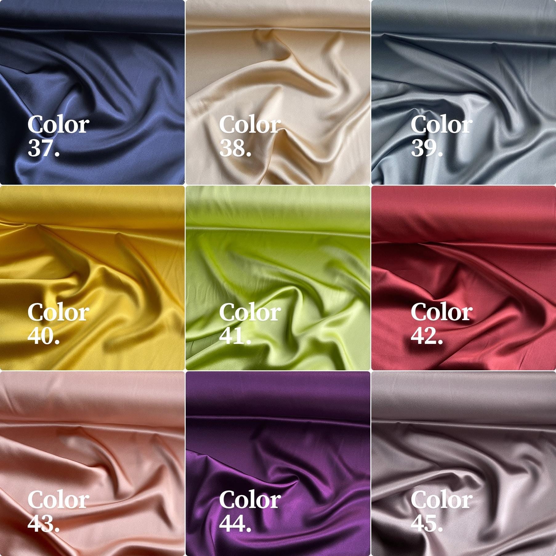 30 Momme Silk Charmeuse Fabric, 114cm Wide, 80 Colors (#41-80), Luxury Mulberry Silk
