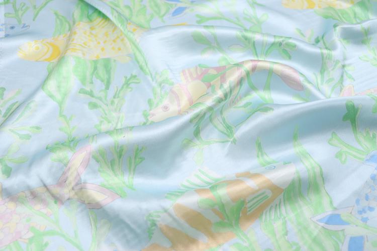 JFHLYZ - 19 momme Floral Print Charmeuse Silk Satin Fabric - 140cm wide by the Yard