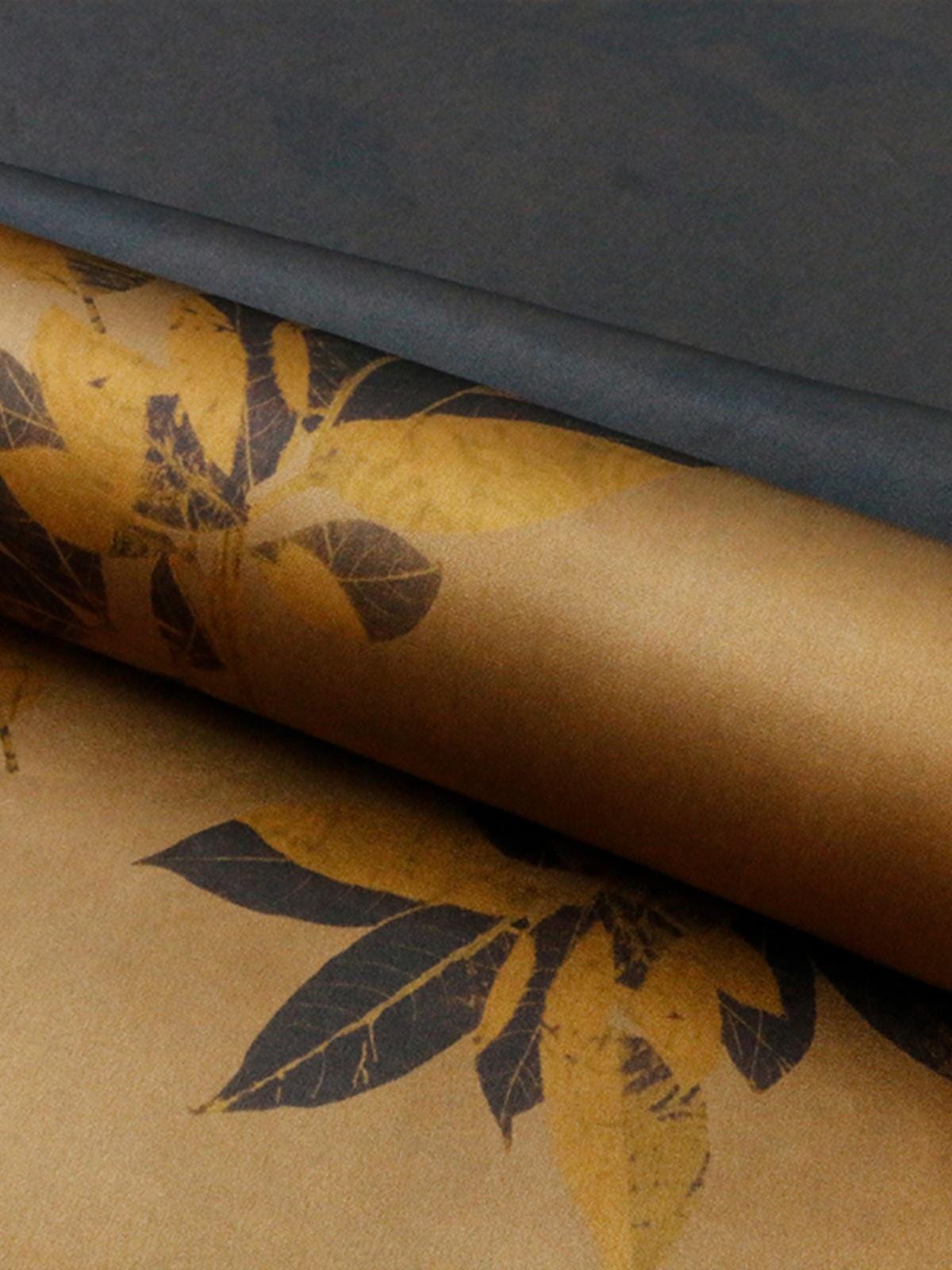 KASFEY - Handmade 38 Momme Maple Leaves Digital Printing Mud Silk Satin Fabric -108cm By the Yard