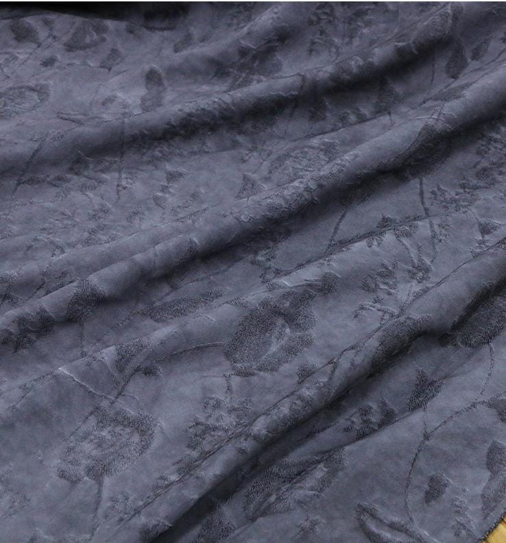 PUGOYI - 19 Momme Vintage Style Dirty Purple Tussah Silk Jacquard Silk Fabric - 125cm wide by the Yard