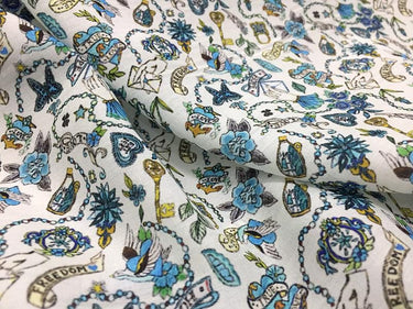 HFLASH - 12 Momme Silk Cotton Blended Print Fashion Fabric - 140cm wide by the Yard