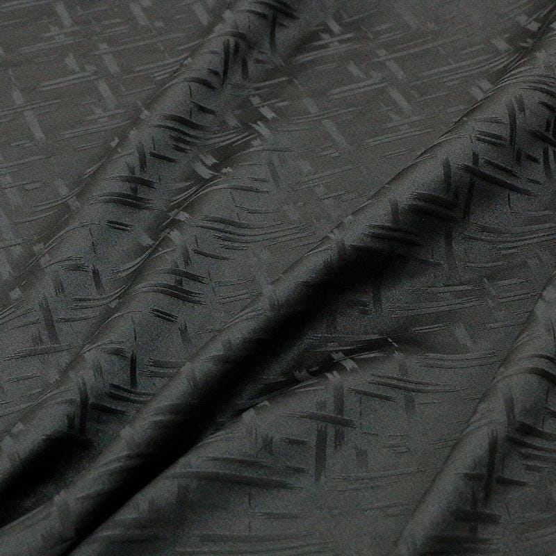 SABCUW - Handmade 19 Momme Pure Black Sangbo Satin Mulberry Silk Xiangyunsha Fabric - 110cm wide by the Yard